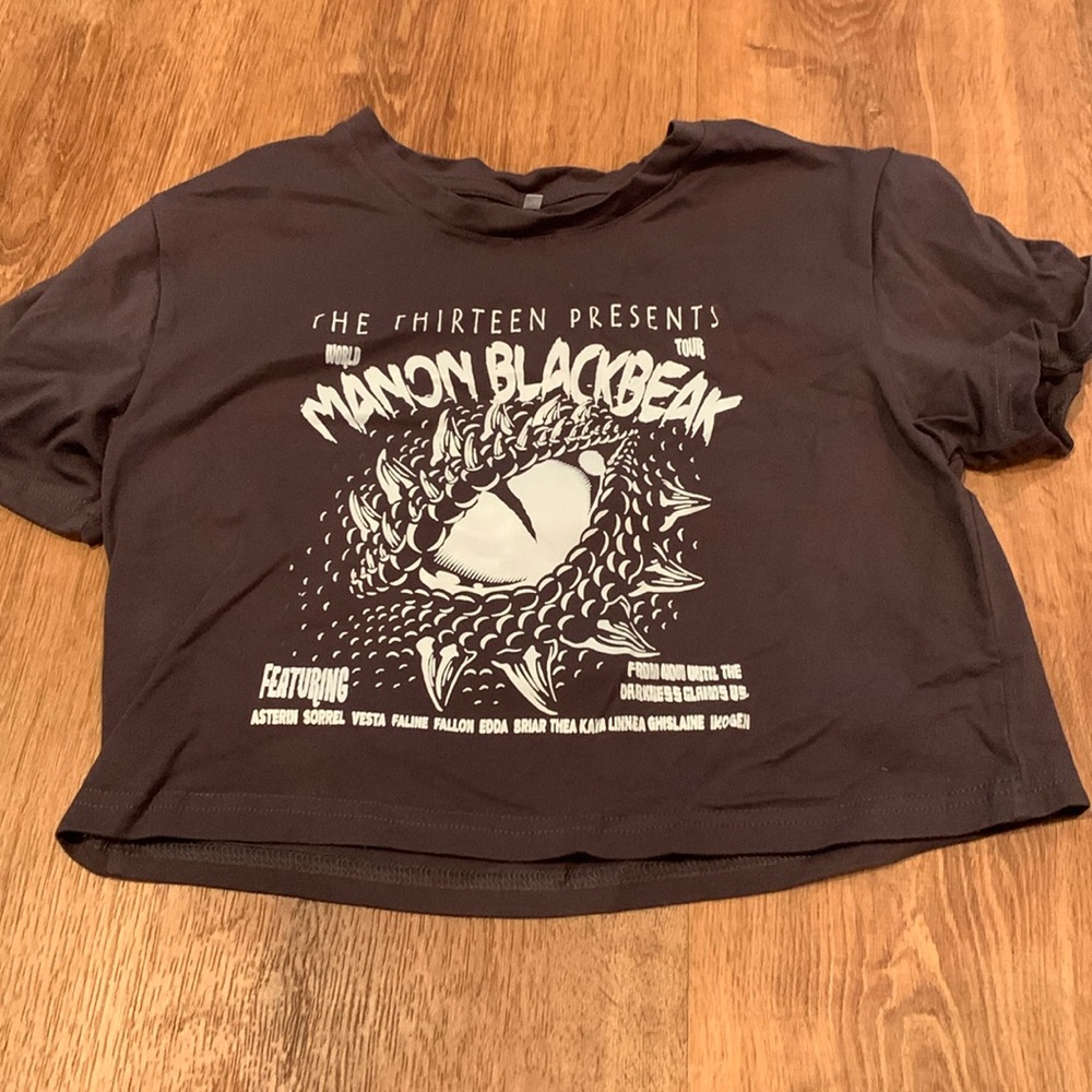Grey Graphic Crop T Shirt